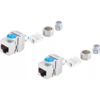 Conector fêmea Keystone ShiverPeaks BS08-45005-2 Cat 8.1 metálico, módulo RJ45 blindado