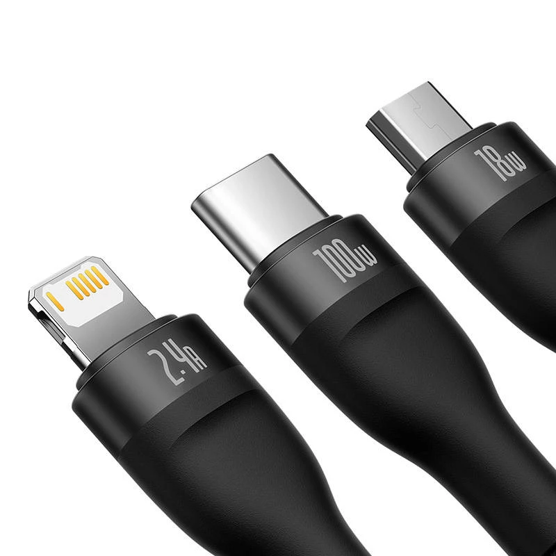 Cabo USB Baseus SUP0003351 1,2 m USB A USB C/Micro USB-A/Lightning preto