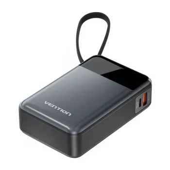 Powerbank portátil Vention FHYB0 20000mAh 65W, 2× USB-C, 1× USB-A, preto