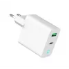 Carregador de rede 220V GEMBIRD, universal, 1x USB Type-C PD 20 W, 1x USB-A 3.0 QC 18 W, indicador LED, branco