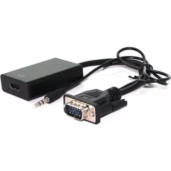 VALUE - Adaptador HDMI - HDMI / VGA / Áudio - HDMI (W) para HD-15, minijack estéreo (M) - 15 cm - preto (12.99.3117)