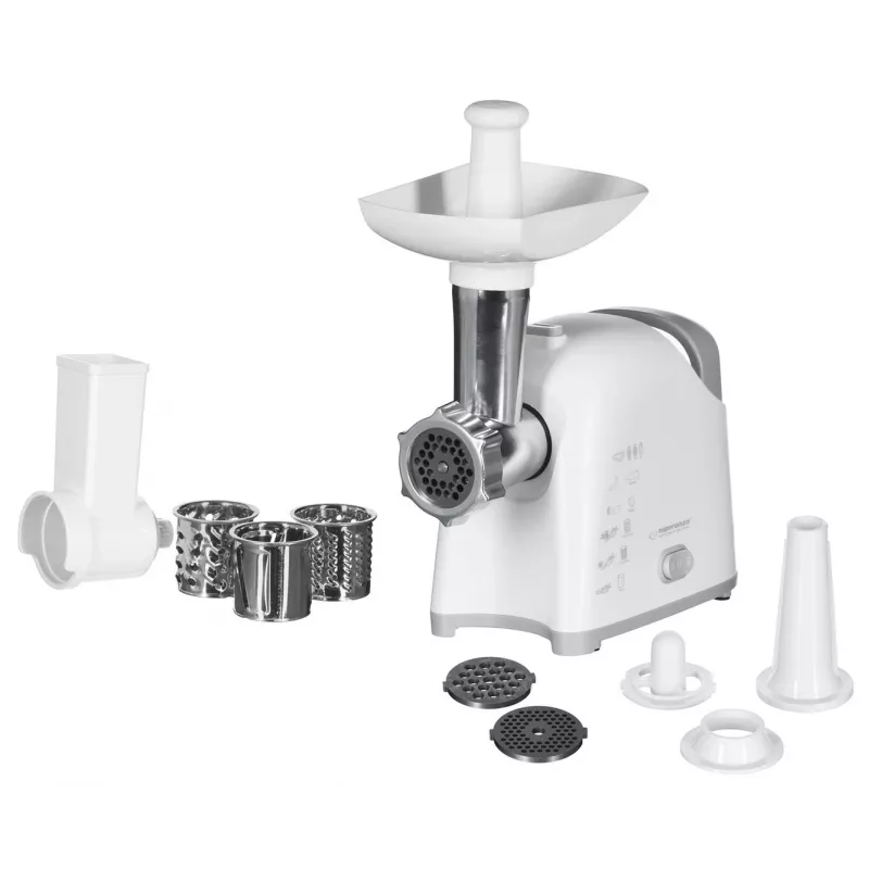 Picadora de carne ESPERANZA EKM033, 2200 W, branco, lâmina de aço inoxidável, marcha atrás, acessório para salsichas, acessório kebbe