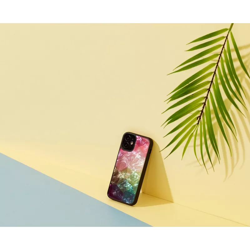 Capa de proteção iKins para Apple iPhone 12 mini – design flores aquáticas, preto