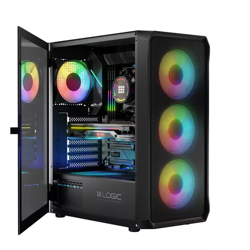 Caixa LOGIC CONCEPT Portos ARGB ATX Mid-Tower, preto