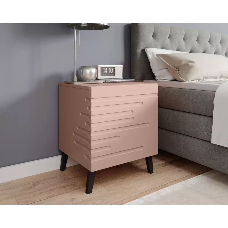 Mesa de cabeceira cama meble NOVA 44x40x52 cm rosa mate, 1 gaveta, estrutura 16 mm