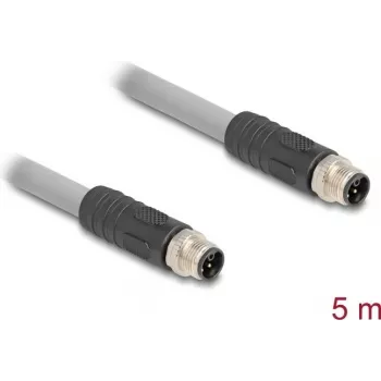 Cabo M12 Delock codificado em L 5 pinos ficha macho para PUR adequado para corrente de arrasto 5 m (80536)