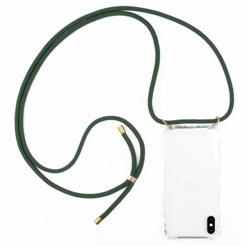 Capa com colar para telefone Lookabe para iPhone X / Xs — dourado com fita verde