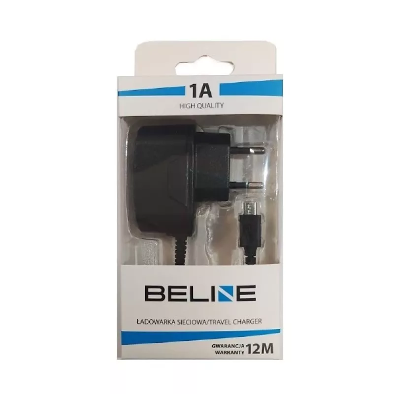 Carregador de viagem Beline Beli0013 microUSB 1A preto – fonte de alimentação USB compacta de 1A