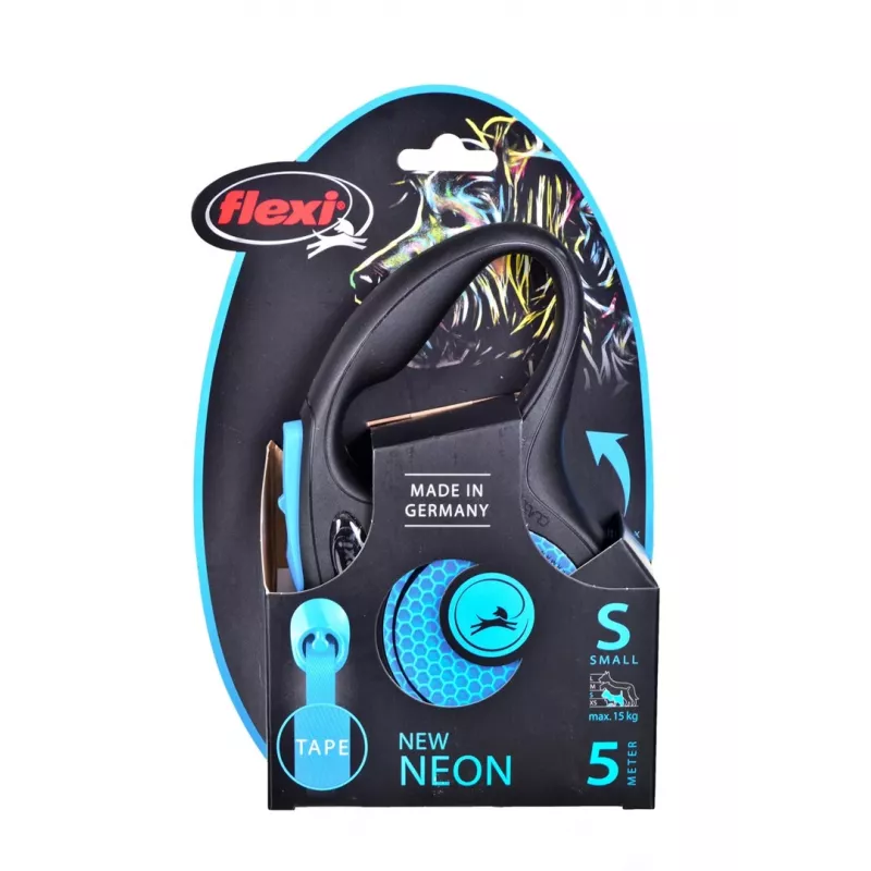 Trela para cães Flexi new Neon S 5 m com enrolamento automático