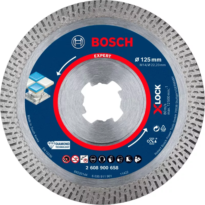 Bosch EXPERT HardCeramic X-LOCK 2608900658 disco de corte diamantado, 125 mm, furo de 22,23 mm
