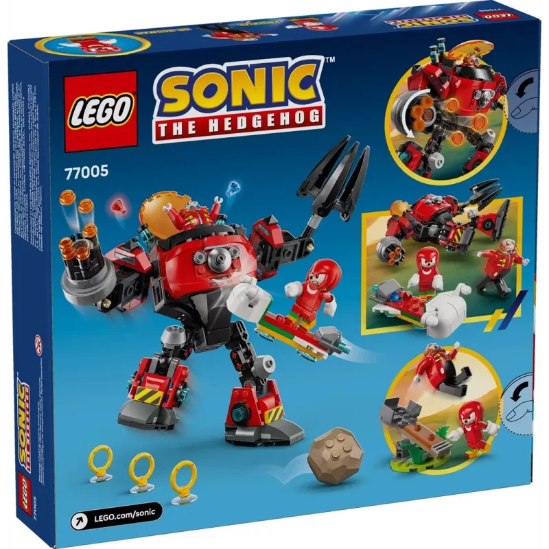 Conjunto de brinquedo de construção LEGO Sonic the Hedgehog 77005 Knuckles vs Dr Eggman Egg Crusher Mech, 350 peças, idade 8+