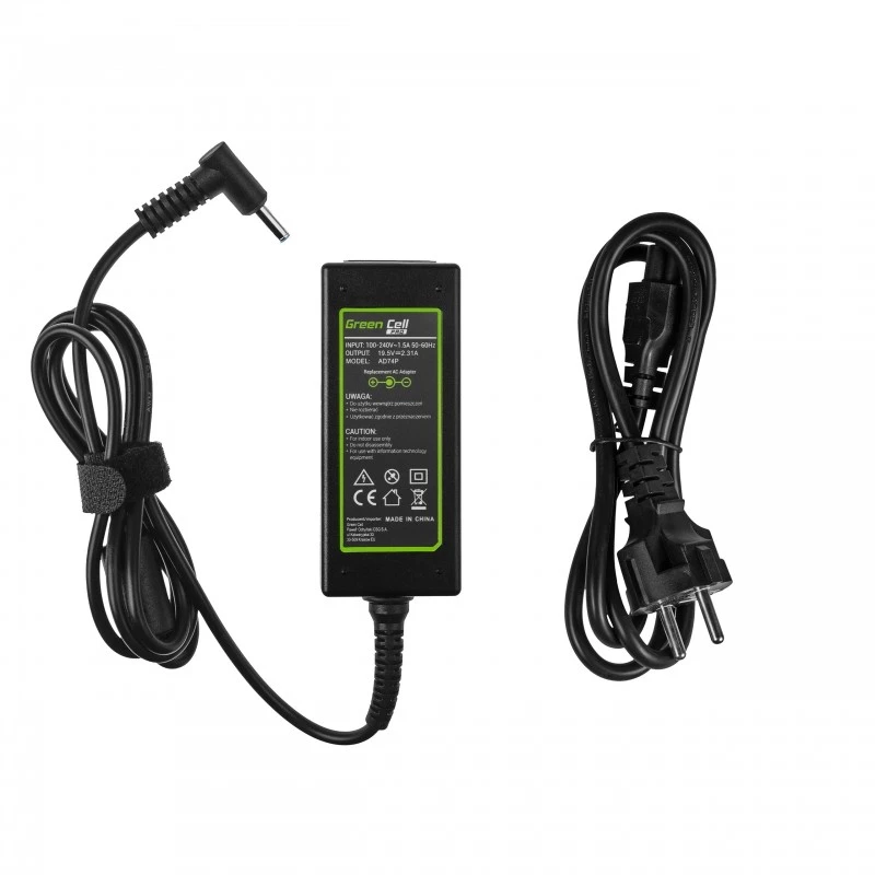 Fonte de alimentação AC-to-DC para portátil Green Cell AD74P 45W 19,5V 2,31A para interior, preto
