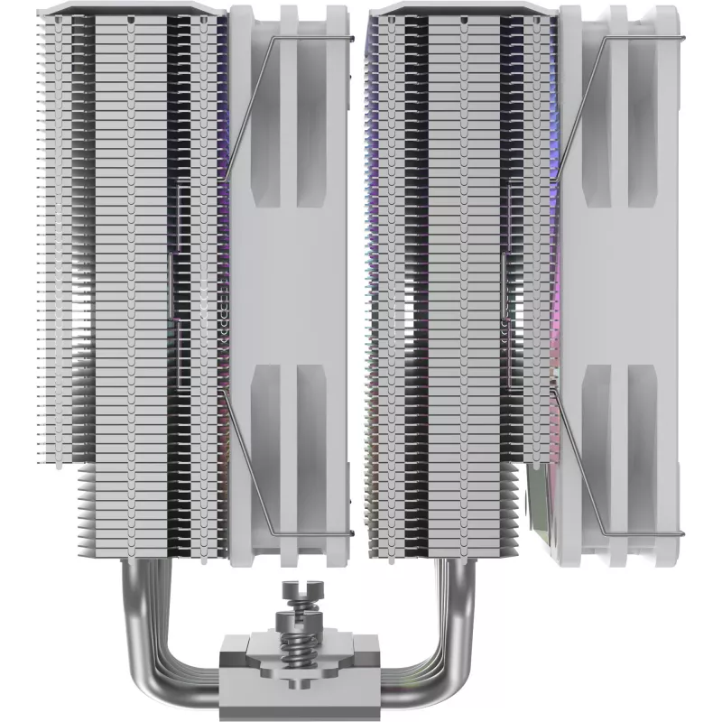 Dissipador de CPU Silentware Titan RGB White, dissipador de ar de torre dupla, 265 W TDP, 2× ventoinhas PWM ARGB de 120 mm