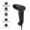 Leitor laser de códigos de barras 1D CCD Qoltec 50866, USB, preto