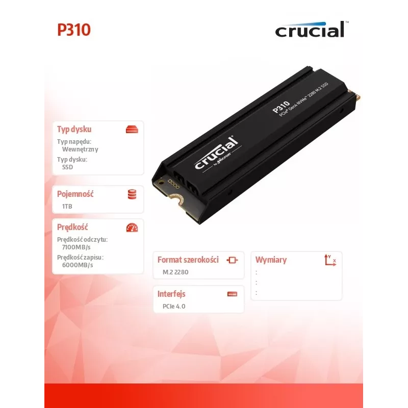 Disco SSD Crucial 1 TB M.2 PCI Express 4.0 NVMe P310
