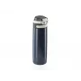 Caneca de viagem Leifheit 03275 600 ml aço inoxidável, parede dupla, à prova de fugas, tampa articulada, asa, preta/azul