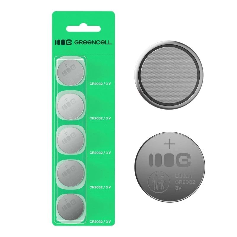 Pilha botão Green Cell CR2032 3V — pack de 5
