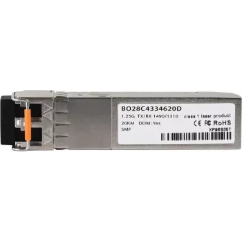Transceptor cSFP compatível com Cisco GLC-2BX-D BlueOptics© BO28C4334620D, LC-Duplex, 1000BASE-2BX-D, fibra monomodo, TX:1490nm/RX:1310nm, 20KM, 0°C/+70°C, DDM (GLC-2BX-D-BO)