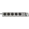 Brennenstuhl 1153340115 Régua de tomadas Super-Solid Line 5 tomadas 2,5 m H05VV-F 3G1,5, prateado (1153340115)