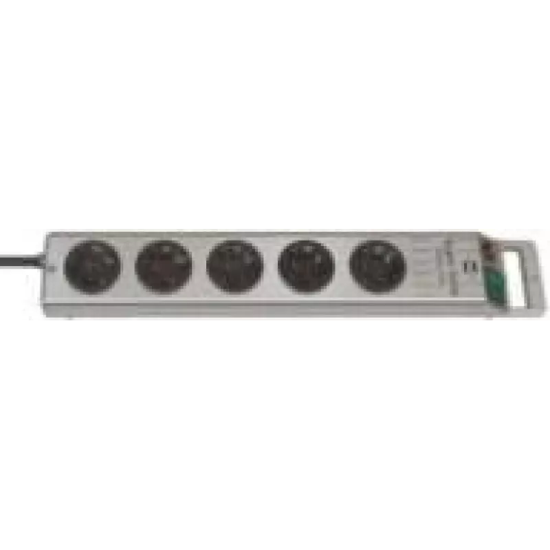 Brennenstuhl 1153340115 Régua de tomadas Super-Solid Line 5 tomadas 2,5 m H05VV-F 3G1,5, prateado (1153340115)