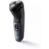 Máquina de barbear rotativa elétrica Philips 3000 Series S3144/00 — 3 cabeças, húmido e seco, bateria de iões de lítio, sem fios, aparador integrado, preto/azul