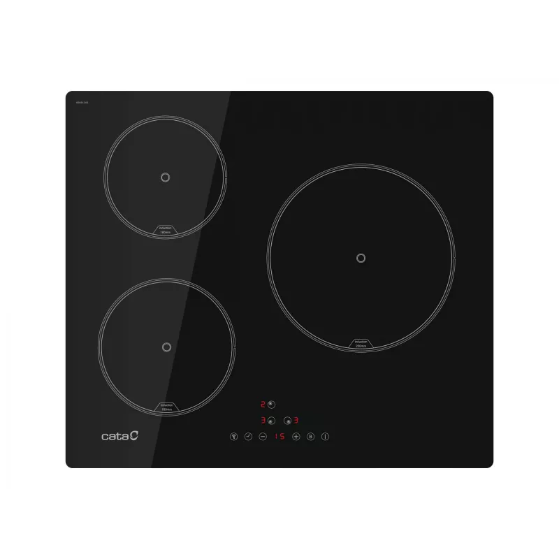 Placa de cozinha CATA | IB 6403E2 BK | Indução | Número de zonas de cozedura 3 | Tátil | Temporizador | Preto
