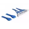 DeLOCK chapa de slot USB3.0 Pin Header 19 Pin 2 x Internal > 4 x USB3.0-A conector fêmea externo - chapa de slot (82974)