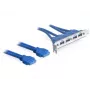 DeLOCK chapa de slot USB3.0 Pin Header 19 Pin 2 x Internal > 4 x USB3.0-A conector fêmea externo - chapa de slot (82974)