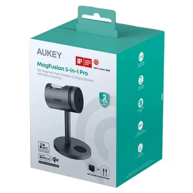 Carregador sem fios 3 em 1 com refrigeração LC-MC311A 15W Qi2 MagSafe + adaptador de rede PD 30W