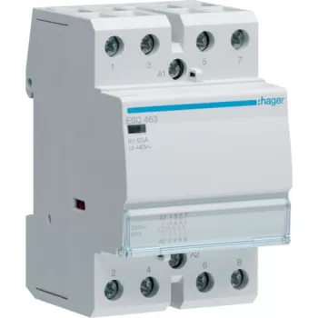 Hager ESC463. Contacto capacidade de corrente: 63 A, secção do cabo: 4/16 mm², intervalo de temperatura em funcionamento: -10 - 50 °C. Tensão de entrada AC: 230 V, AC