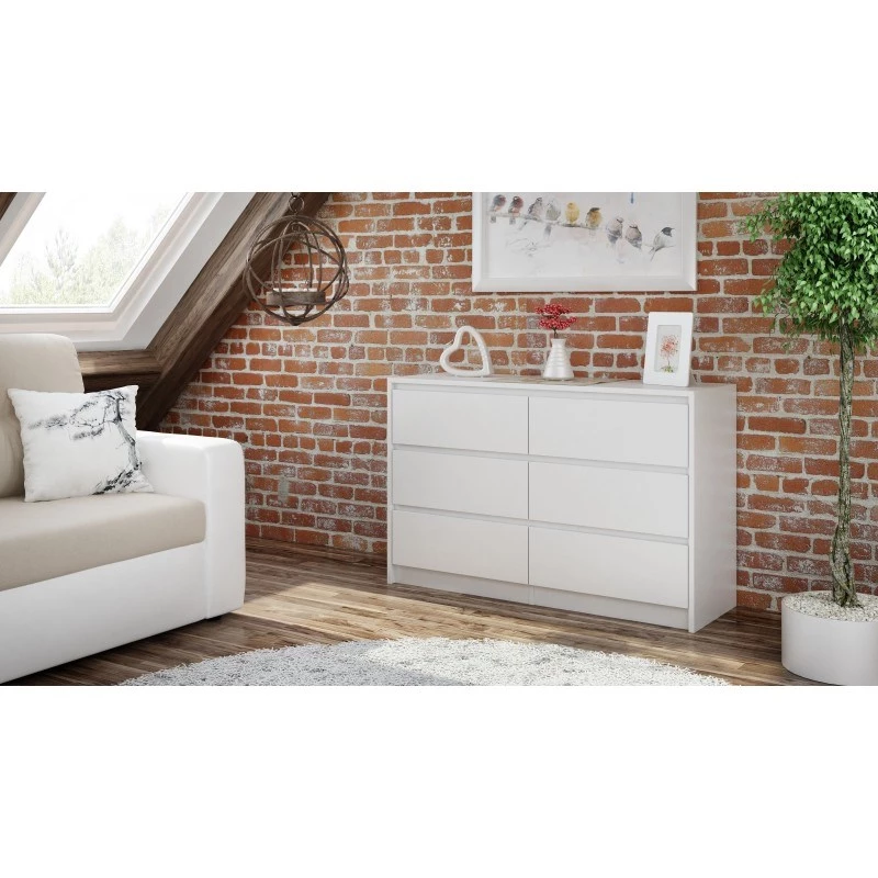 Cómoda top e shop K120 BIEL 2X3, 6 gavetas, branco, 750×400×1200 mm, aglomerado