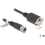 Cabo de rede DeLOCK M12 codificado X de 8 pinos conector fêmea para conector fêmea RJ45 Cat.6A 1 m preto