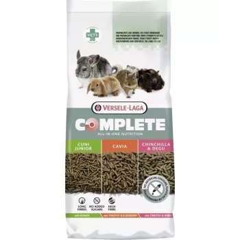 Alimento completo para chinchilas e degus VERSELE-LAGA 8 kg — mistura equilibrada de pellets para roedores adultos, sabor a ervas, vitamina E, sem conservantes