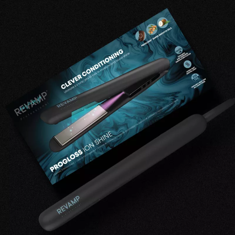 Alisador de cabelo Revamp ST-1850BK-EU com função de brilho iónico, preto