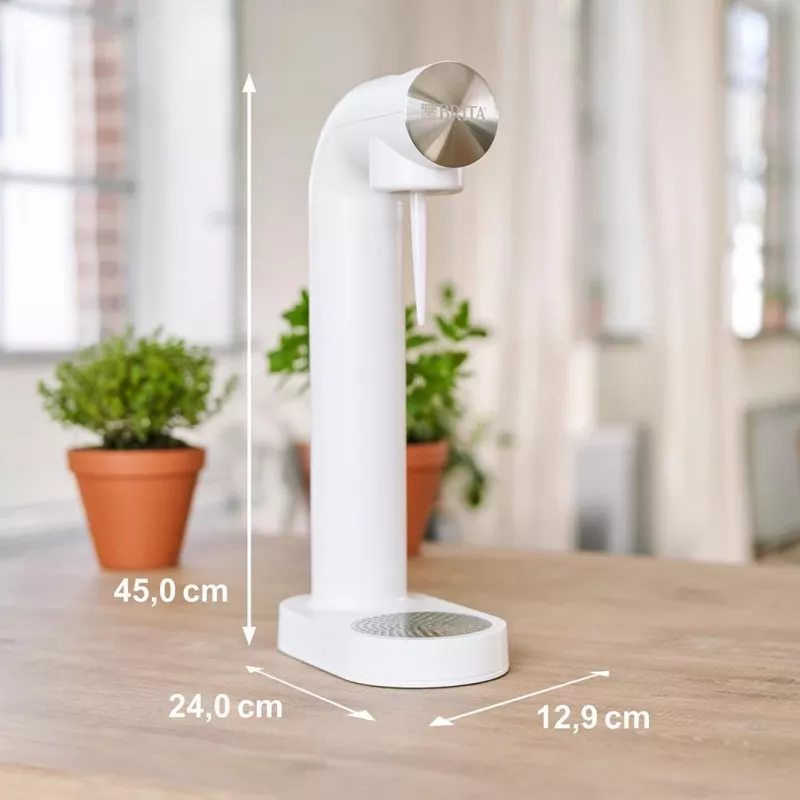 BRITA sodaONE gaseificador de água com garrafa PET de 1 L e cilindro de CO2, até 60 L por cilindro, branco