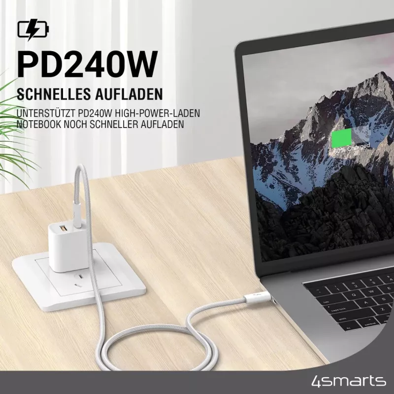 4smarts 540959. Comprimento do cabo: 1,5 m, Ligação 1: USB C, Ligação 2: USB C, Versão USB: USB 3.2 Gen 1 (3.1 Gen 1), Taxa máxima de transferência de dados: 100
