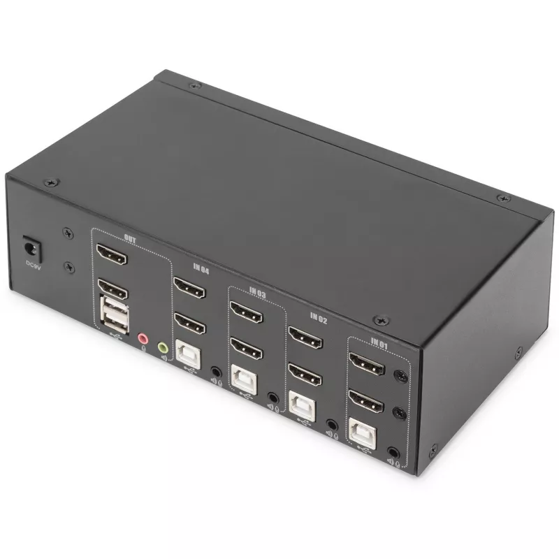 Switch KVM Digitus DS-12883 4 Portas Dual Display 4K HDMI USB