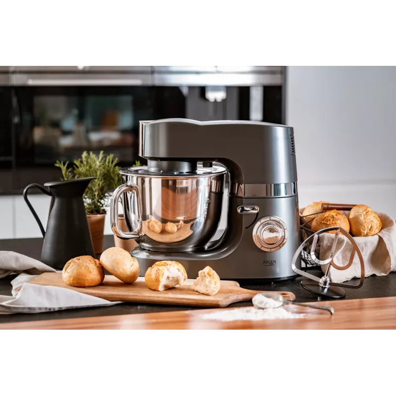 Robot de cozinha Adler AD 4221 — tigela de aço inoxidável de 7 L, 1200 W, 6 velocidades, movimento planetário