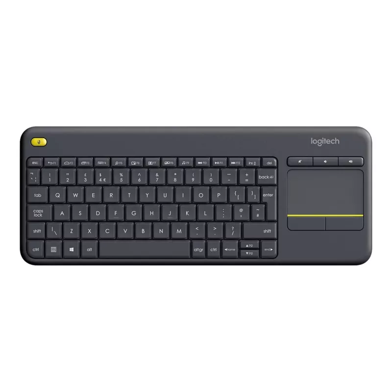 Logitech Wireless Touch Keyboard K400 Plus - Teclado - com touchpad - sem fios - 2,4 GHz - Bélgica - Preto
