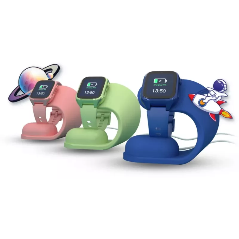 Estação de carregamento Stelio ST-CHS01-PK Junior rosa – dock de carregamento USB para telefones e tablets, porta única, compacto