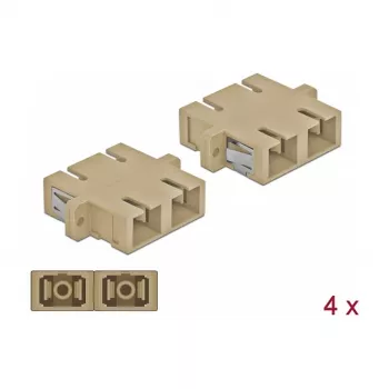 Adaptador de fibra ótica DELOCK SC fêmea–fêmea bege, pack de 4 (modelo 85996)