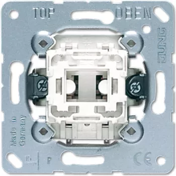 Botão de pressão JUNG 534 U, 1P, 250 V AC, 10 A, branco metálico