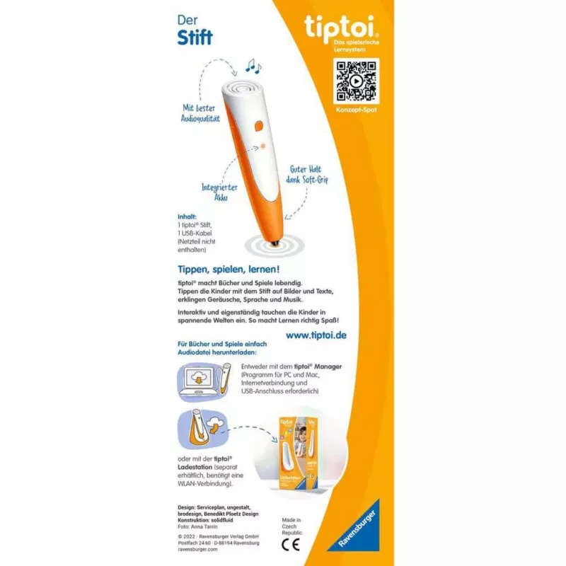 Caneta didática Ravensburger tiptoi 00110 Laranja Branco para rapazes raparigas