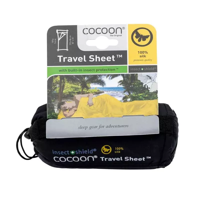 Saco de dormir retangular Cocoon TravelSheet seda cinzento