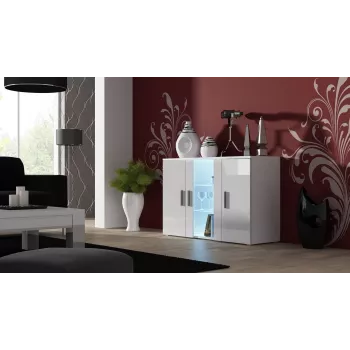 Aparador Cama Sideboard 120 cm SOHO S7 branco/branco brilhante