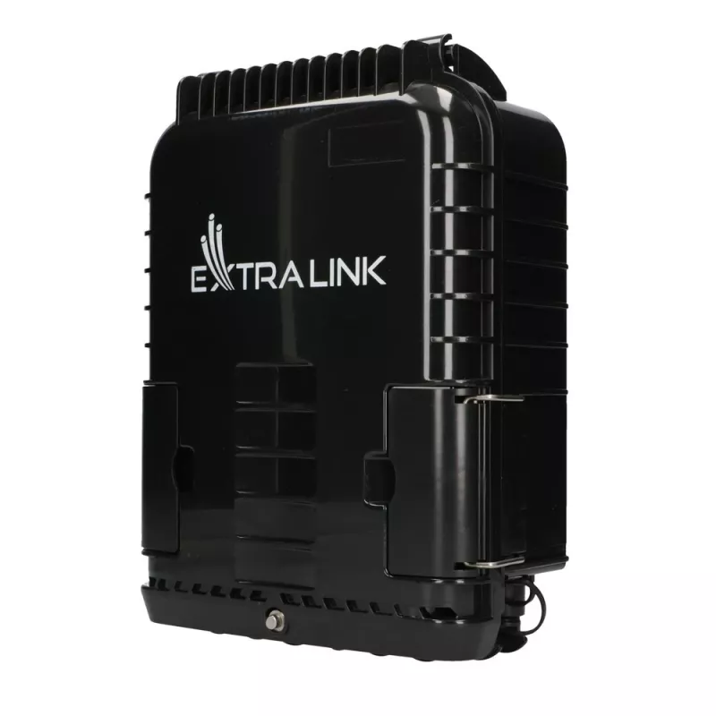 Caixa de terminação de fibra ótica Extralink Jennifer 16 fibras preta com conector