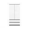 Guarda-roupa top e shop MALWA SS-90, 90×180×50 cm, estrutura antracite, portas de batente brancas, 2 gavetas, laminado 16 mm