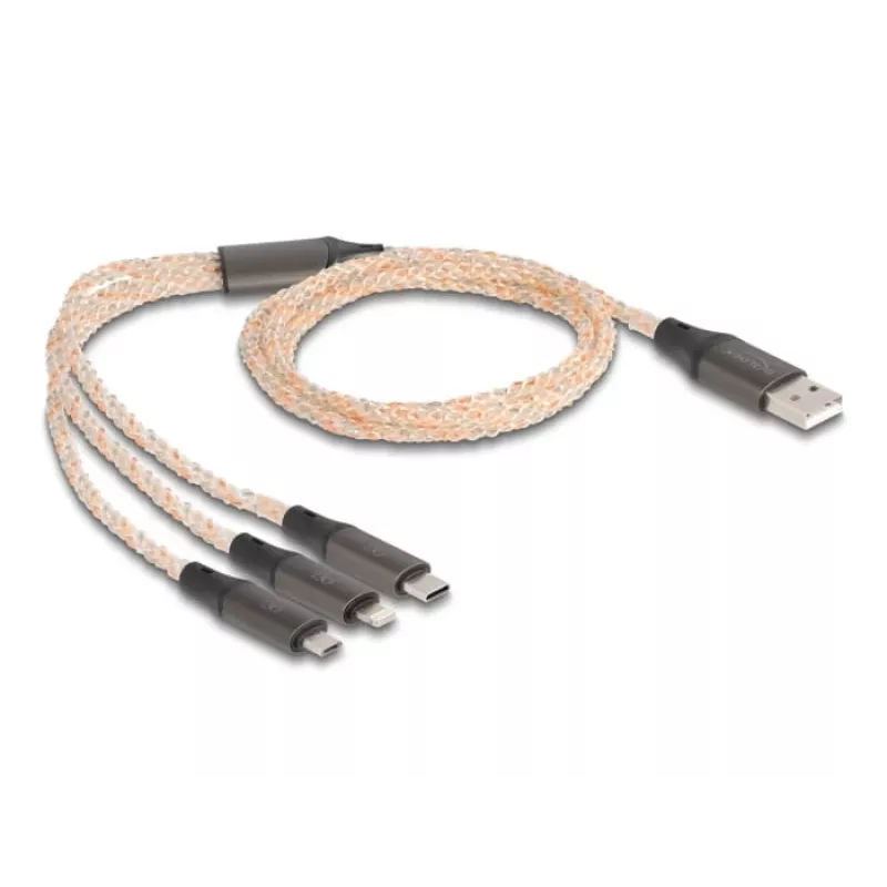 Cabo USB DeLOCK 1,2 m USB 2.0 USB A USB C/Micro-USB B/Lightning Transparente
