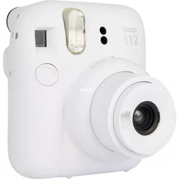 Máquina fotográfica instantânea Fujifilm Instax Mini 12 branca — impressões 86×54 mm, distância focal 60 mm, pilha AA