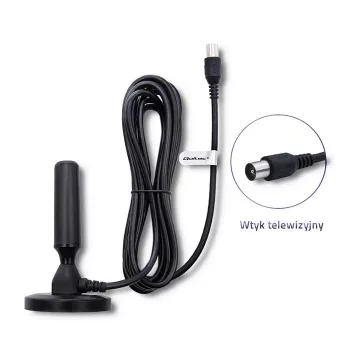 Antena de TV interior QOLTEC 57016 DVB-T2 – design compacto para receção digital terrestre